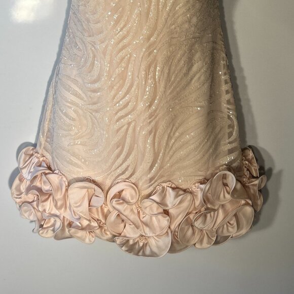 Jessica Simpson SZ12 Cream Mesh & Sequin Sheath Dress Formal Party Y2K Chic Prom - Picture 6 of 12